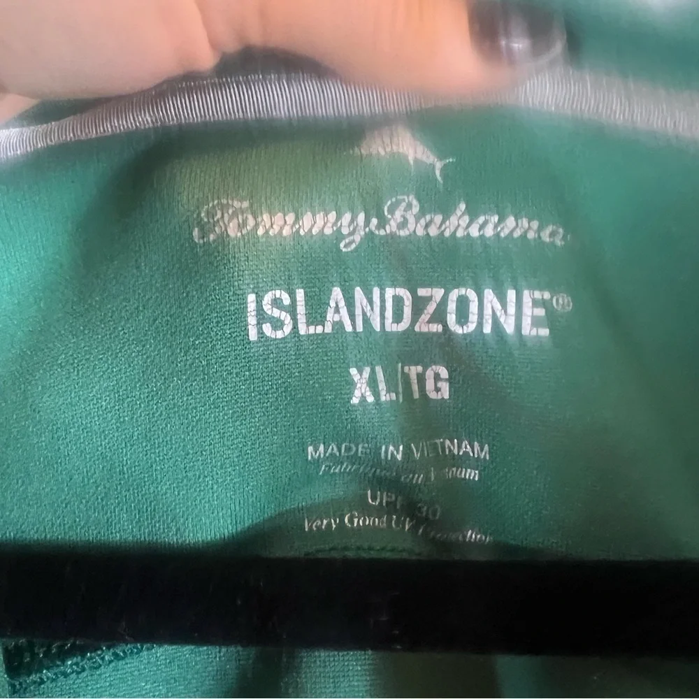 TOMMY BAHAMA SPORT TIDAL STRIPE HALF ZIP XL Men's Green Quarter-Zip Sweater